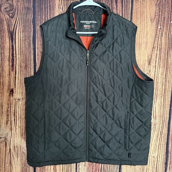 Hawke & Co. Outfitter Men's Size Size Large Quilted Vest Black/Red Lining - Picture 1 of 11